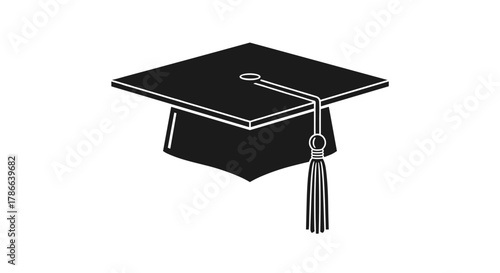 Black Graduation Cap With Tassel Symbolizing Academic Achievement and Education Success isolated on transparent background