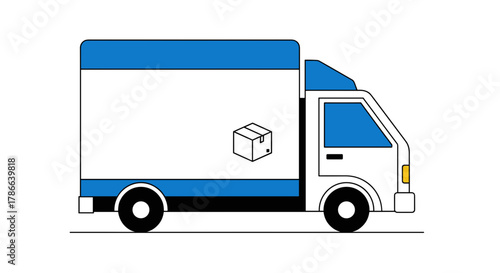 Delivery Truck Transporting Package for Shipping and Logistics Services Isolated on Transparent Background