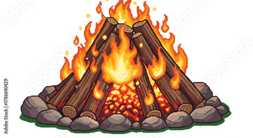 Campfire Blaze Outdoor Gathering Warmth Cozy Ambiance Natural Elements Camping Adventure Evening Relaxation Peaceful Moment Isolated on Transparent Background