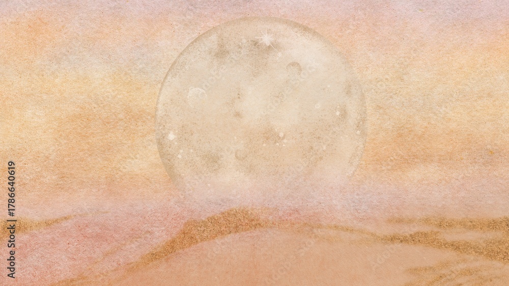 Fototapeta premium Cute moon desktop wallpaper, simple brown illustration 4K background