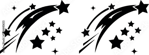 Shooting stars vector illustration with multiple star shapes and trailing tails 