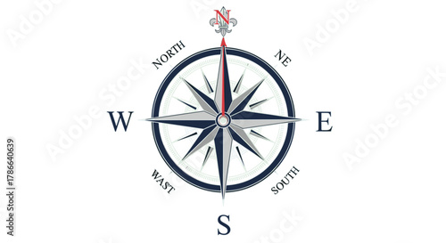 Compass Guiding Direction Finding Navigation Object Isolated on Transparent Background for Exploration and Adventure