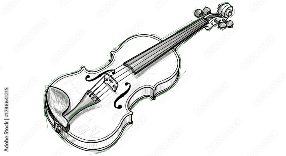 Obraz premium Vintage Violin Illustration Isolated on Transparent Background Musical Instrument Classical Elegance