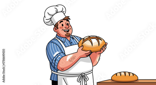 Happy Baker Proudly Displays Freshly Baked Artisan Bread Isolated on Transparent Background