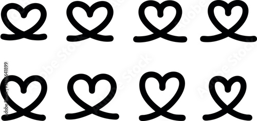 Heart shaped loop symbols vector illustration with simple black line art design 