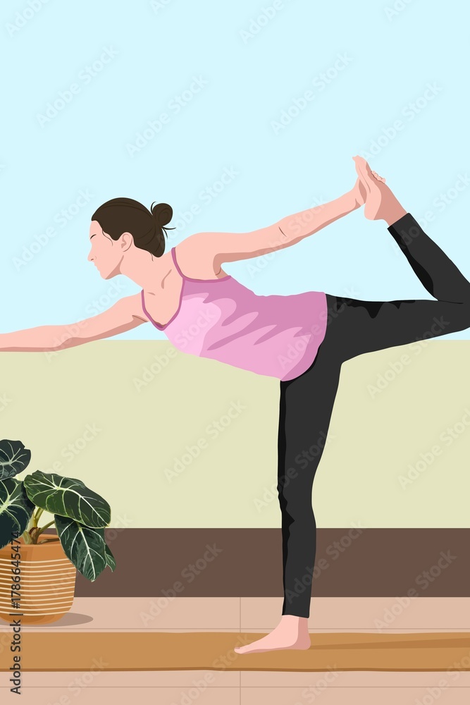 Naklejka premium Home yoga session background, aesthetic illustration