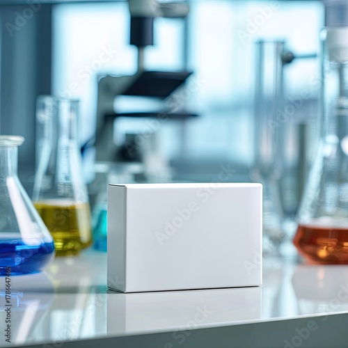 Wallpaper Mural White box in science lab amidst beakers, microscope, bright light Torontodigital.ca