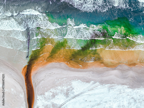 Fototapeta Naklejka Na Ścianę i Meble -  Industry pollution. Pollution flowing into the Baltic Sea. Climate catastrophe.