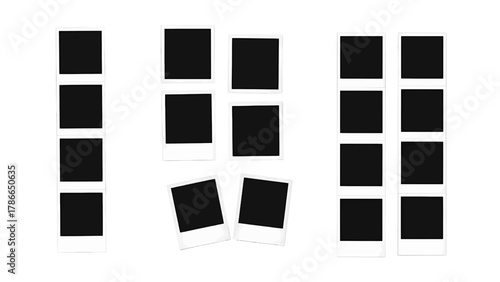 Vector illustration of collection of instant film photo frames on a white background