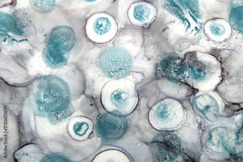 Art background of green spots on a gray-blue background