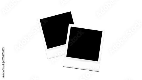 Vector illustration of two blank instant photo frames overlapping on a white background