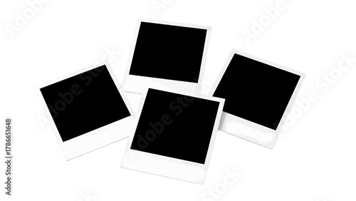 Vector illustration of four blank instant photo frames arranged in a scattered pattern on a white background