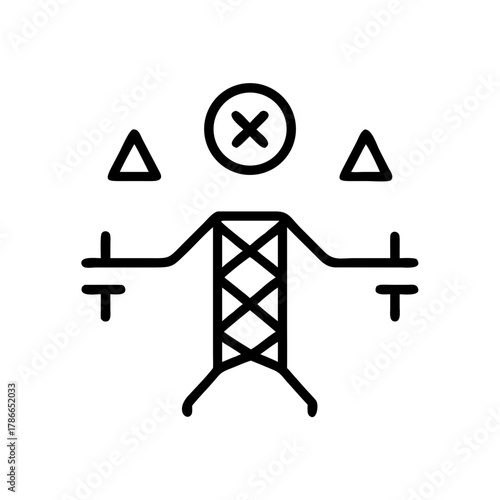 Illustration of an electricity pylon, featuring key details in a minimalist style 