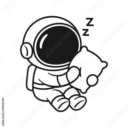 Astronauts want to sleep. Hand-drawn coloring pages