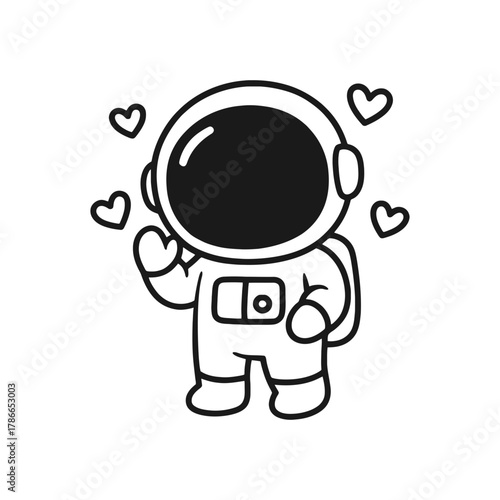 Astronauts in love. Hand-drawn coloring pages