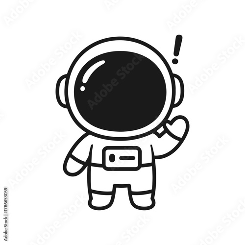 Confused astronaut. Hand-drawn coloring pages