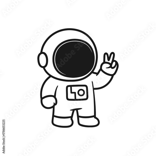 Peaceful astronaut. Hand-drawn coloring pages
