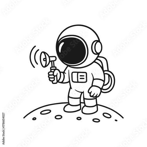 Astronauts looking for something. Hand-drawn coloring pages