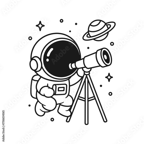 Astronauts see something. Hand-drawn coloring pages