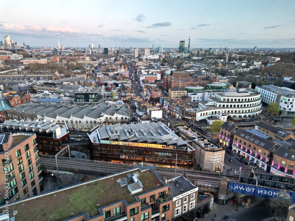 Obraz premium Aerial view over Camden Market and Lock