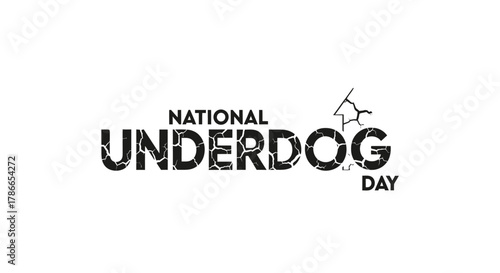 National Underdog Day Text Design with Cracks Effect for Social Media