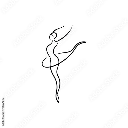 Elegant Female Dancer in Continuous Line Art A Symbol of Grace and Movement