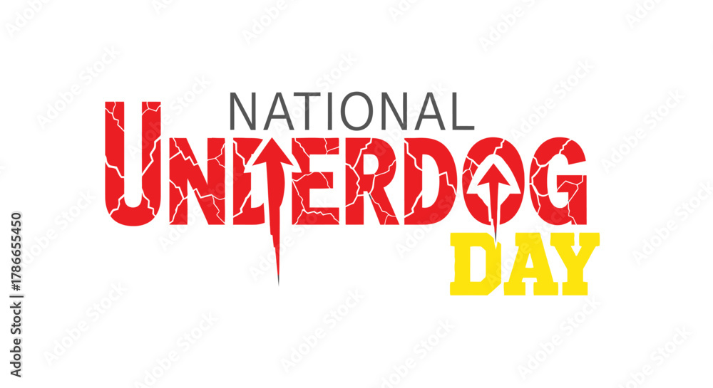 Fototapeta premium Celebrate underdog day banner with arrow rising hope success conceptual