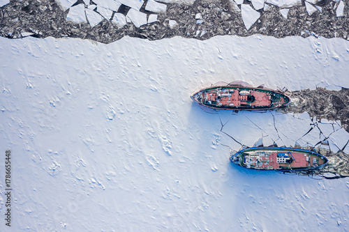 Icebreakers on river crushe...