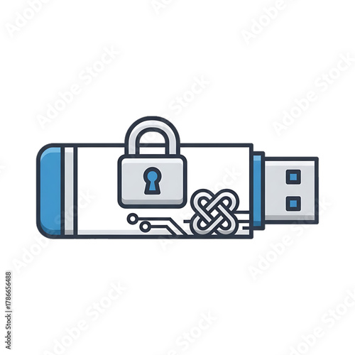 USB flash drive with lock representing secure data storage.