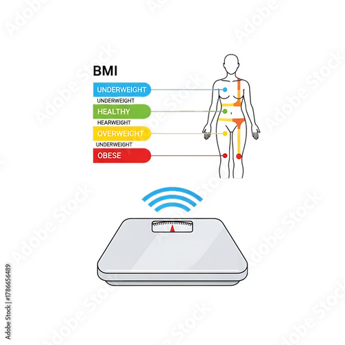 Body scale showing BMI measurement for health tracking.