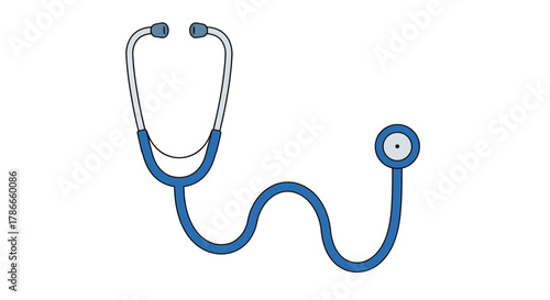 This essential blue medical stethoscope, a vital tool for doctors and nurses, is depicted as a clean, modern vector illustration on a white background.