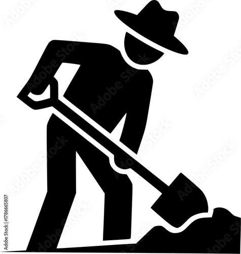 Farmer with shovel silhouette, Farmer using shovel silhouette, Farmer using shovel, Man with shovel, Shovel silhouette, Man with shovel silhouette 