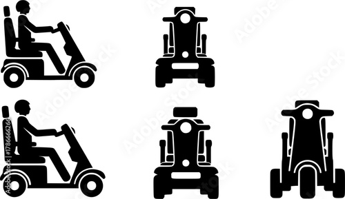 Mobility scooter silhouette, Mobility scooter, Mobility scooter clipart, Mobility scooter vector set