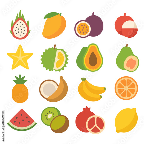 Exotic Fruits Assortment: A vibrant collection of fresh, tropical fruits, showcasing the diverse colors and textures of nature's bounty.