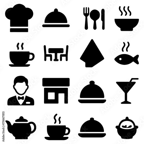 Culinary Collection: A meticulously curated array of iconic symbols representing the essence of dining, encapsulating diverse facets of the culinary world.