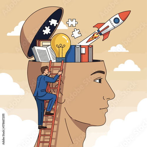 Upskill concept, learn new things or knowledge development for new skill.
