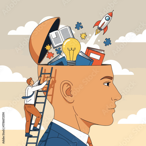 Upskill concept, learn new things or knowledge development for new skill.
