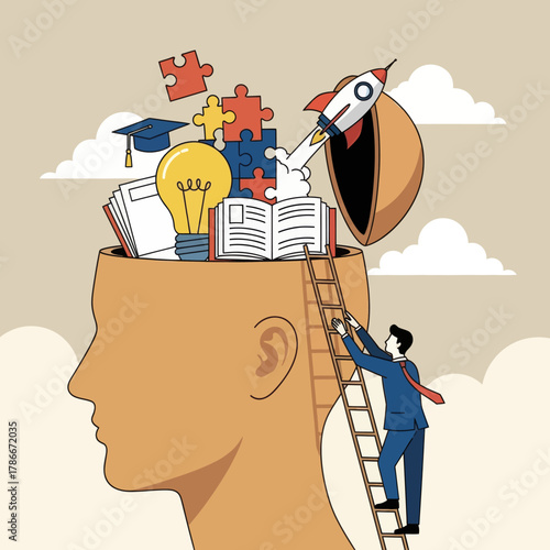 Upskill concept, learn new things or knowledge development for new skill.
