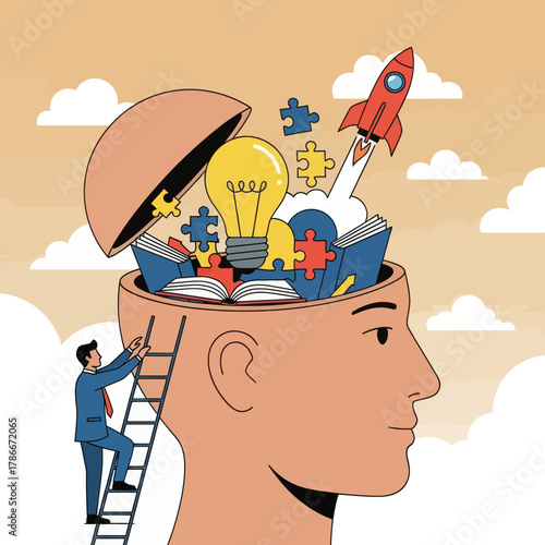 Upskill concept, learn new things or knowledge development for new skill.
