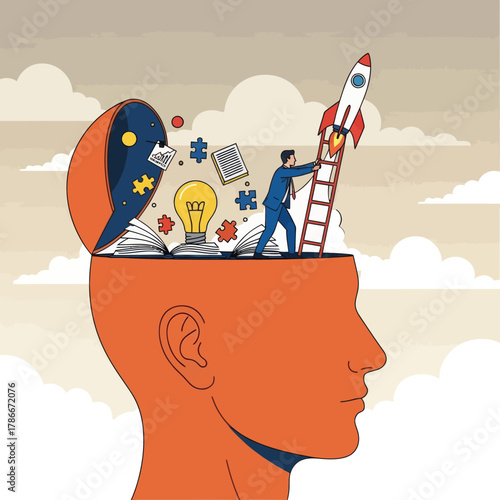 Upskill concept, learn new things or knowledge development for new skill.
