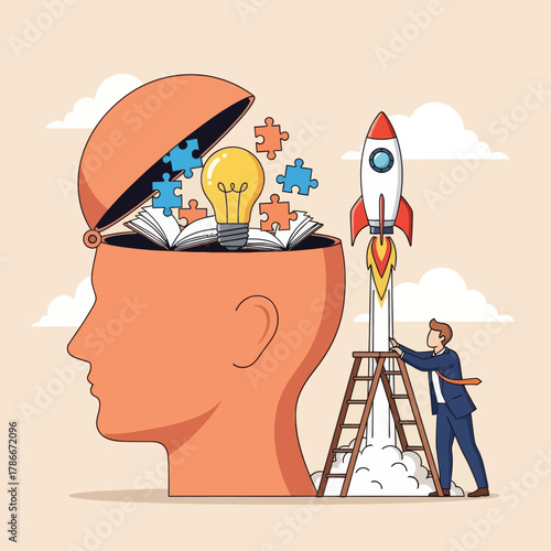 Upskill concept, learn new things or knowledge development for new skill.
