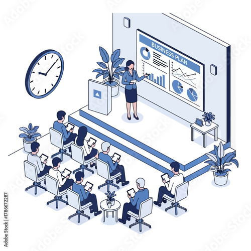 Business training or courses concept. Can use for web banner, infographics, hero images, isometric vector modern illustration