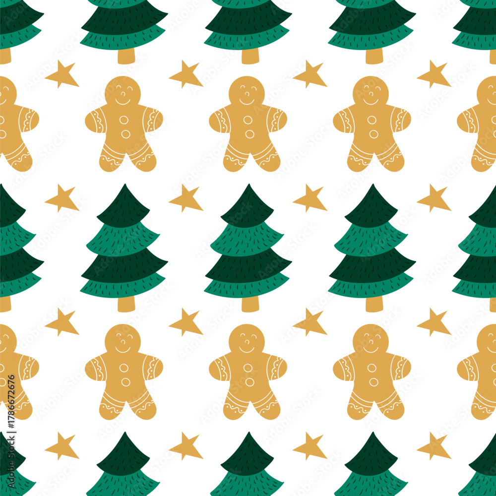 Obraz premium Christmas seamless pattern in hand draw style
