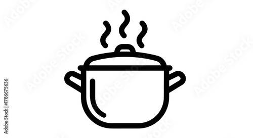 Outline of a cooking pot with steam isolated on transparent background