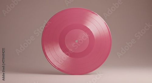 a pink vinyl record on a grey background