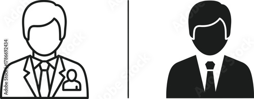 Business professional icons show diverse styles, one with outline and the other in solid