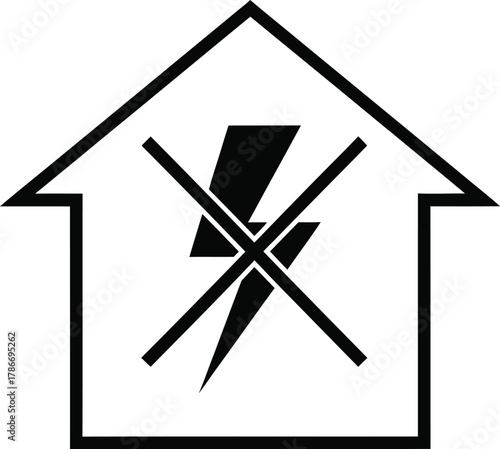 No lightning strike in the house icon is crossed out, showing transparent background
