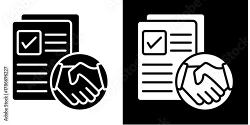 Partnership Agreement   Icon Set White Style Collection