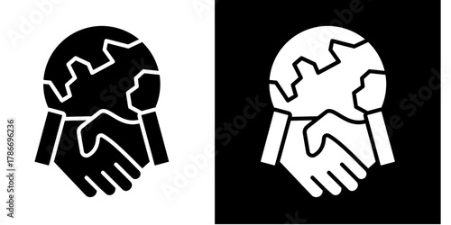 Handshake   Icon Set White Style Collection