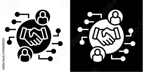 Partnership Network   Icon Set White Style Collection